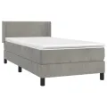 cadre de lit et matelas Gris clair 80x200 cm Velours