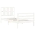 Cadre de lit avec tête de lit blanc 90x200 cm bois massif