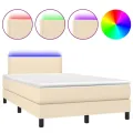 cadre de lit avec matelas LED Crème 120x200 cm Tissu