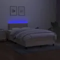cadre de lit avec matelas LED Crème 120x200 cm Tissu