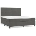 cadre de lit et matelas Gris foncé 180x200cm Velours