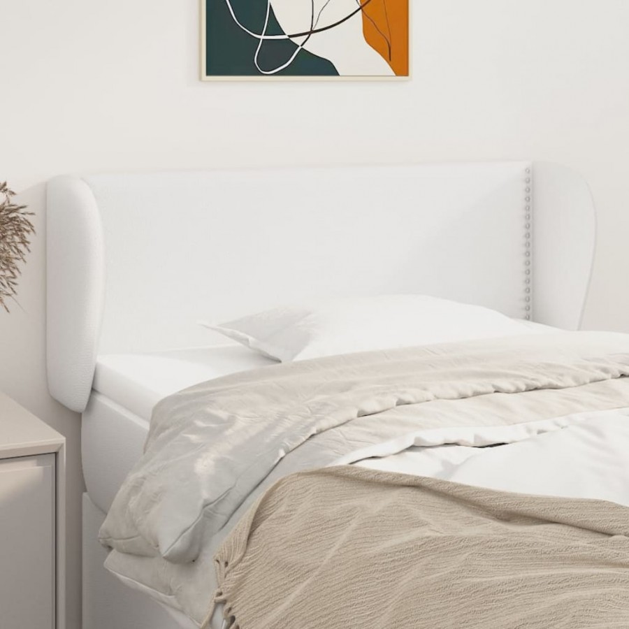 Tête de lit avec oreilles Blanc 83x23x78/88 cm Similicuir