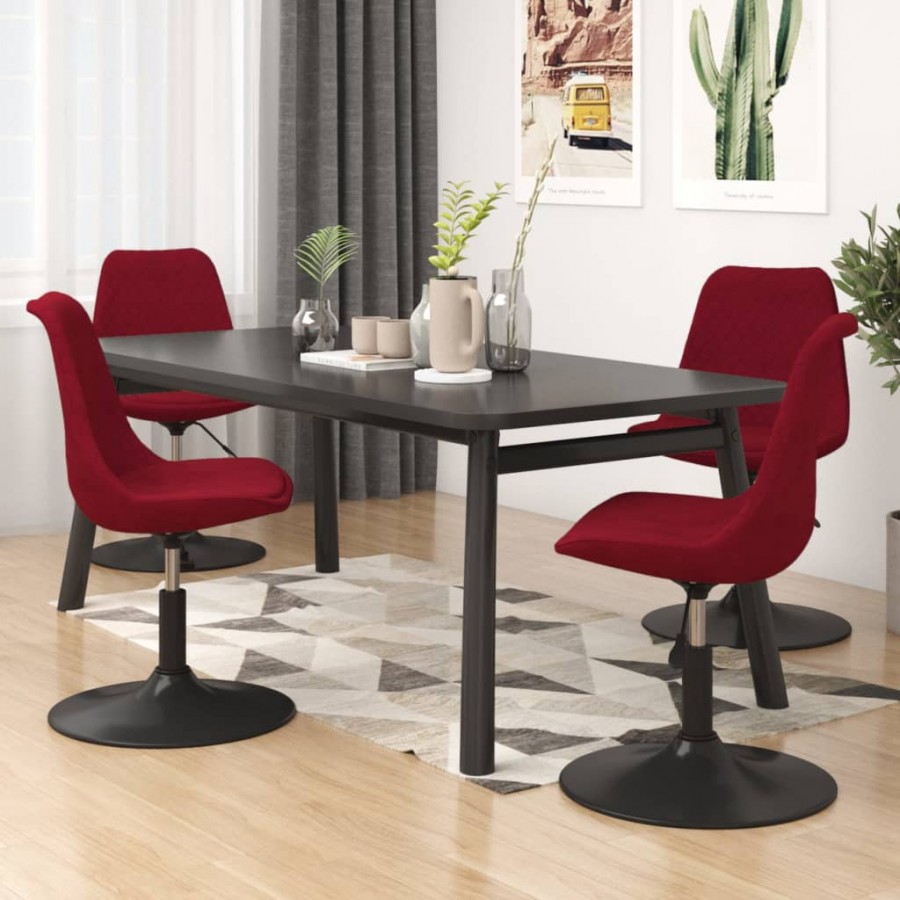 Chaises à dîner pivotantes 4 pcs Rouge bordeaux Velours