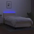 cadre de lit avec matelas LED Crème 100x200 cm Tissu