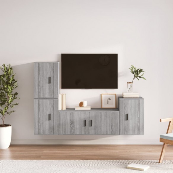 Ensemble de meubles TV 4 pcs Sonoma gris Bois d'ingénierie