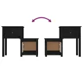 Table de chevet Noir 79,5x38x65,5 cm Bois de pin massif