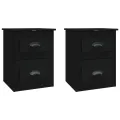 Tables de chevet murales 2 pcs noir 41,5x36x53 cm