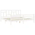 Cadre de lit avec tête de lit blanc 200x200 cm bois massif