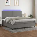 cadre de lit et matelas et LED Gris foncé 200x200 cm