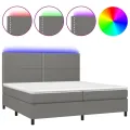cadre de lit et matelas et LED Gris foncé 200x200 cm