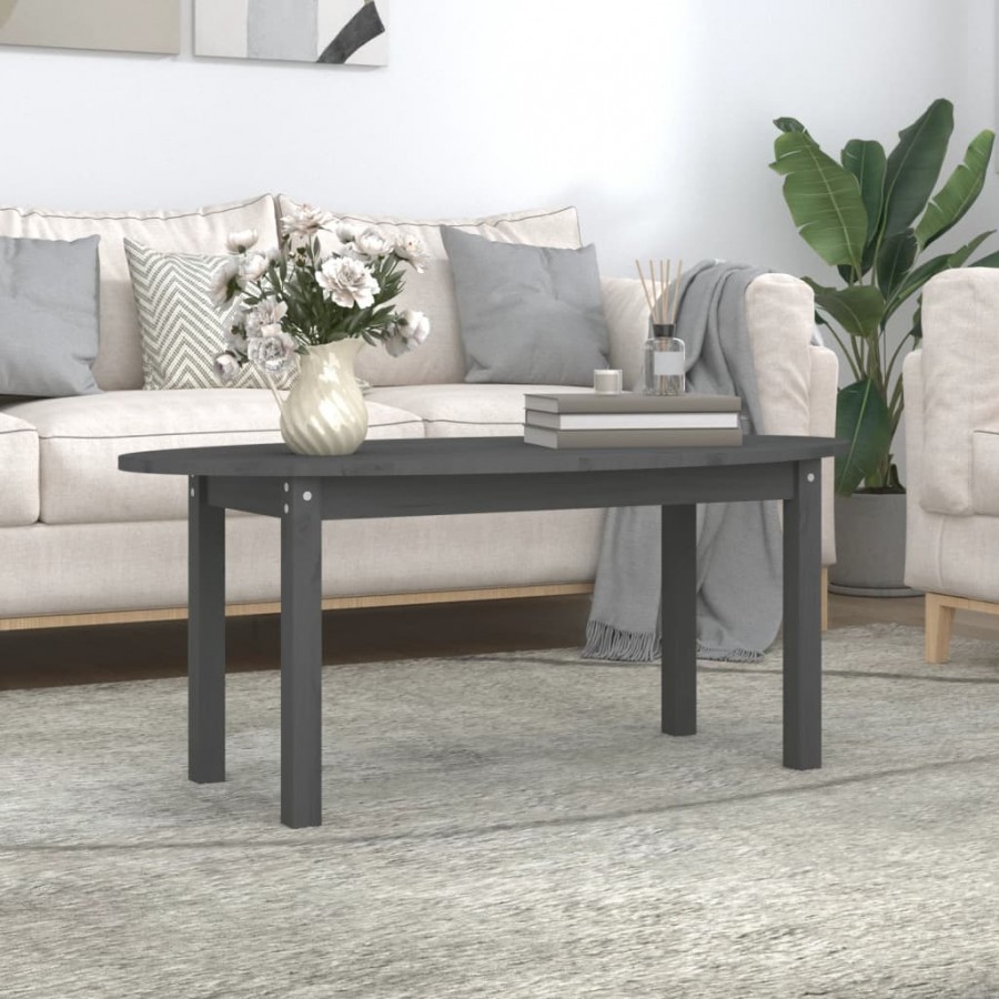 Table basse Gris 110x55x45 cm Bois massif de pin