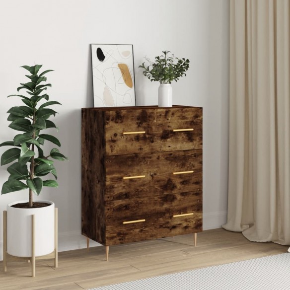 Buffet chêne fumé 69,5x34x90 cm bois d'ingénierie