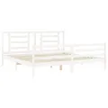Cadre de lit avec tête de lit blanc 200x200 cm bois massif
