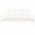 Cadre de lit avec tête de lit blanc 200x200 cm bois massif