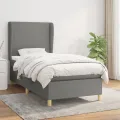 cadre de lit avec matelas Gris foncé 80x200 cm Tissu