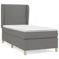cadre de lit avec matelas Gris foncé 80x200 cm Tissu