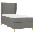 cadre de lit avec matelas Gris foncé 80x200 cm Tissu
