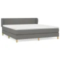 cadre de lit avec matelas Gris foncé 160x200cm Tissu
