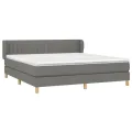 cadre de lit avec matelas Gris foncé 160x200cm Tissu