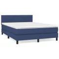 cadre de lit avec matelas Bleu 140x200 cm Tissu