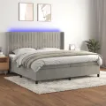cadre de lit matelas et LED Gris clair 200x200 cm