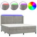 cadre de lit matelas et LED Gris clair 200x200 cm