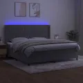cadre de lit matelas et LED Gris clair 200x200 cm