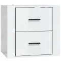 Table de chevet murale Blanc brillant 50x36x47 cm