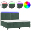cadre de lit matelas et LED Vert foncé 200x200 cm
