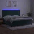 cadre de lit matelas et LED Vert foncé 200x200 cm