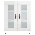 Buffet Blanc brillant 69,5x34x90 cm Bois d'ingénierie