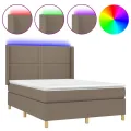 cadre de lit matelas et LED Taupe 140x200 cm Tissu