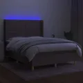 cadre de lit matelas et LED Taupe 140x200 cm Tissu