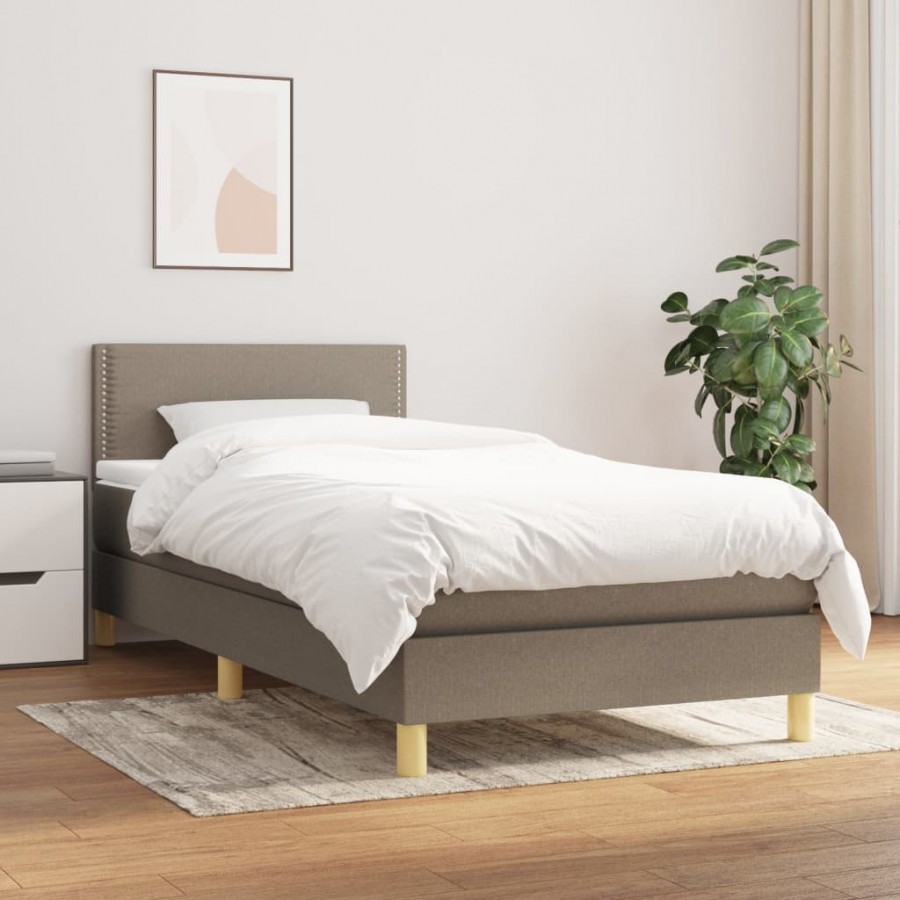 Sommier à lattes de lit avec matelas Taupe 100x200 cm Tissu