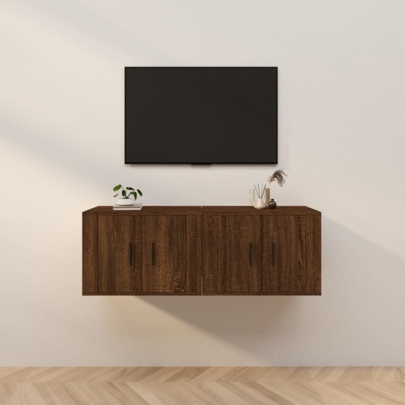 Meubles TV muraux 2 pcs chêne marron 57x34,5x40 cm