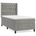 cadre de lit et matelas Gris clair 100x200cm Velours