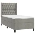 cadre de lit et matelas Gris clair 100x200cm Velours