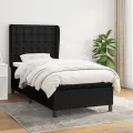 cadre de lit avec matelas Noir 100x200 cm Tissu