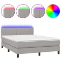cadre de lit et matelas et LED Gris clair 140x200 cm