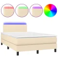 cadre de lit avec matelas LED Crème 120x200 cm Tissu