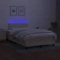 cadre de lit avec matelas LED Crème 120x200 cm Tissu