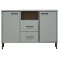 Buffet avec pieds en métal Gris 113x40x77 cm Bois massif OSLO