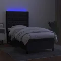 cadre de lit matelas et LED Noir 90x200 cm Tissu