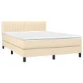 cadre de lit avec matelas LED Crème 140x200 cm Tissu