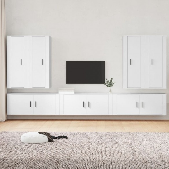 Ensemble de meubles TV 7 pcs Blanc Bois d'ingénierie