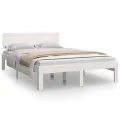 Cadre de lit Blanc Bois massif 120x190 cm Petit double