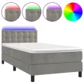 cadre de lit avec matelas et LED Gris clair 80x200cm