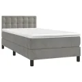 cadre de lit avec matelas et LED Gris clair 80x200cm