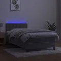 cadre de lit avec matelas et LED Gris clair 80x200cm