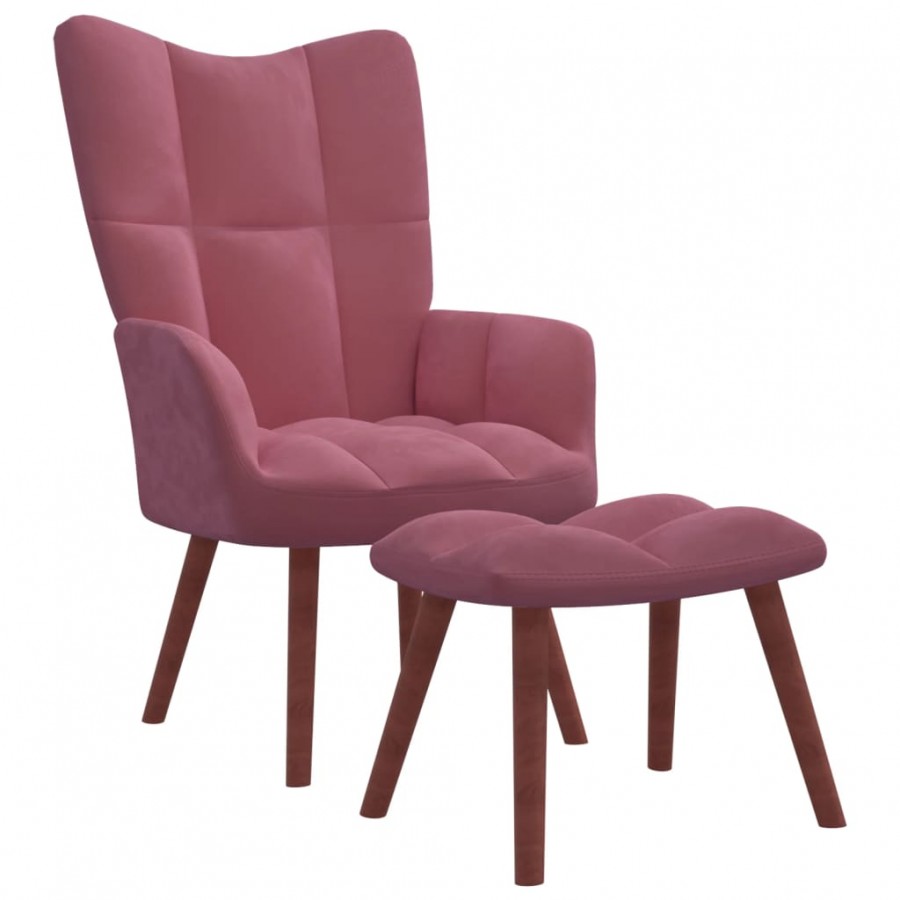 Chaise de relaxation avec repose-pied Rose Velours